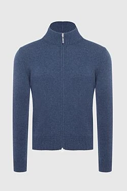 Men's cardigan made of wool, cashmere and viscose blue