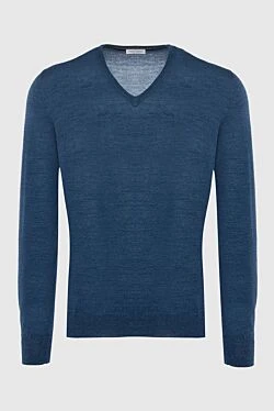 Wool and silk jumper blue for men