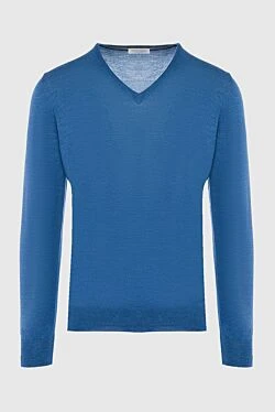 Wool and silk jumper blue for men