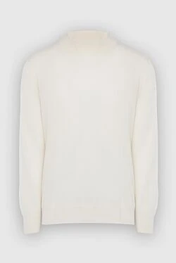 Men's jumper with a high stand-up collar made of wool white