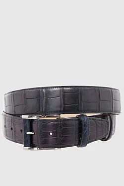 Crocodile leather belt blue for men