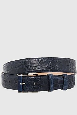 Crocodile leather belt blue for men