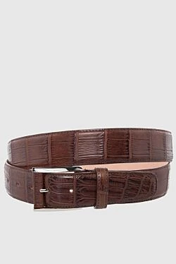 Brown crocodile leather belt for men