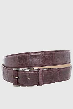 Crocodile leather belt burgundy for men