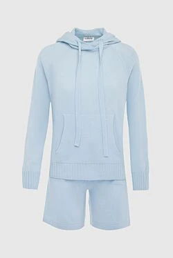 Suit with cashmere shorts blue for women