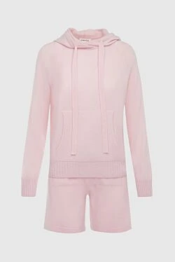 Suit with cashmere shorts pink for women