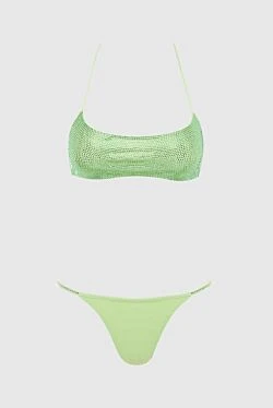 Green women's two-piece swimsuit made of nylon and elastane