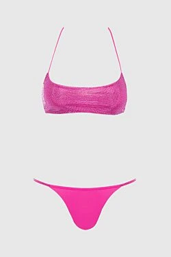 Women's pink two-piece swimsuit made of polyamide and elastane