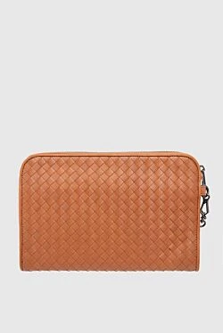 Clutch bag human with natural skins brown