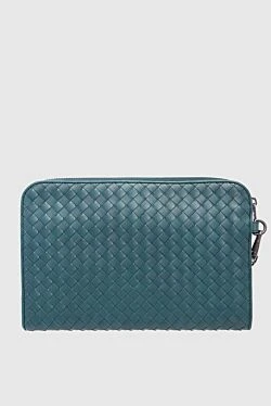 Men's clutch bag made of genuine leather green