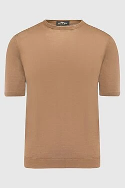 Brown silk short sleeve jumper for men