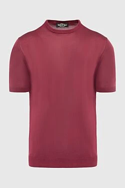 Short sleeve silk jumper in burgundy for men