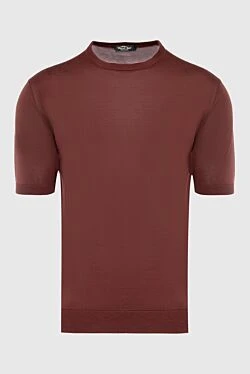 Brown silk short sleeve jumper for men