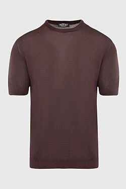 Brown silk short sleeve jumper for men