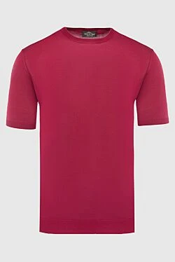 Short sleeve silk jumper in red for men