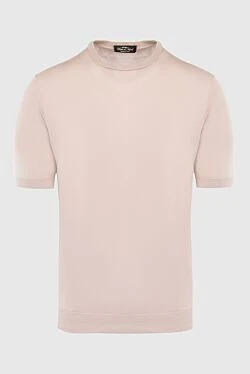 Beige silk short sleeve jumper for men