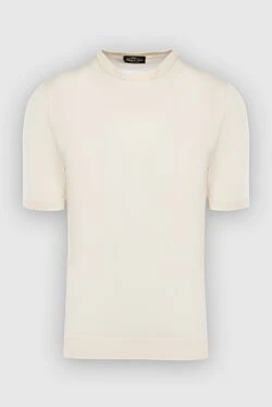 Beige silk short sleeve jumper for men