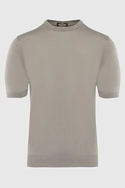 Beige men's short sleeve silk and cotton jumper