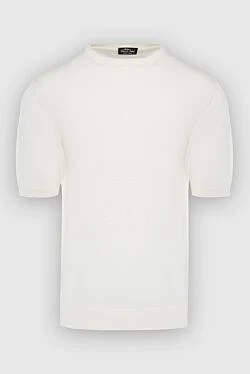 Short sleeve jumper made of silk and cotton white for men