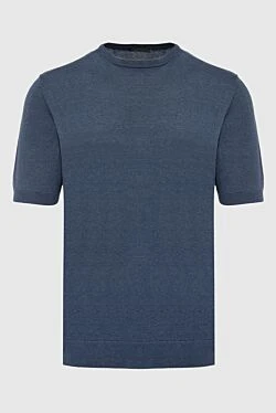 Short sleeve jumper made of silk and cotton blue for men