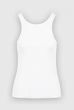Women's white cotton and elastane T-shirt
