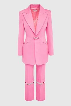 Брючний костюм з бавовни та льону рожевий жіночий