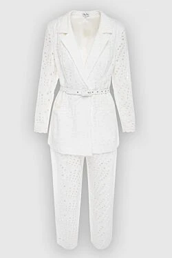 White women's trouser suit made of cotton and polyester