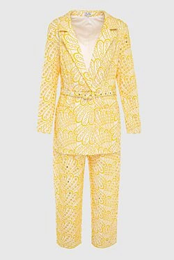 Yellow women's cotton and polyester trouser suit