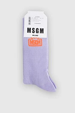 Women's socks with a logo, purple