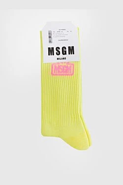 Women's socks with a logo, lime green