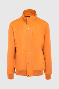 Orange leather jacket for men