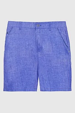 Blue linen shorts for men