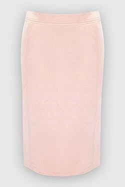 Pink viscose and linen skirt for women