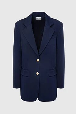 Blue cotton and elastane jacket for women