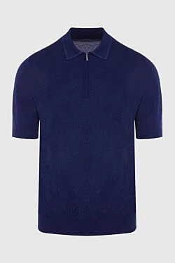 Cotton and silk polo blue for men