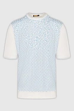 Short sleeve jumper in silk and cotton white for men