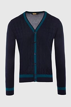 Men's cardigan made of cotton and silk blue