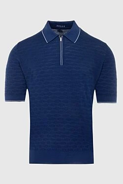 Cotton and silk polo blue for men