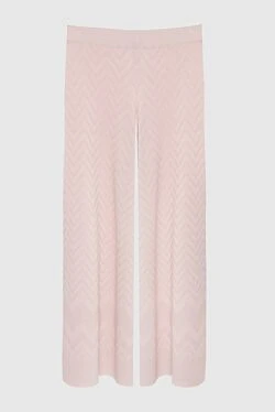 Women's pants with a herringbone pattern pink