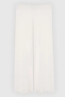 Women's pants with a herringbone pattern white