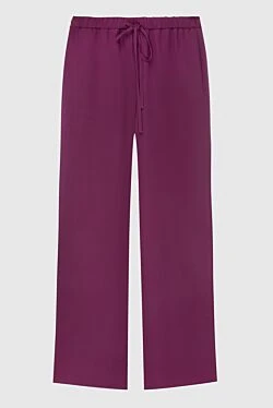 Pants made of burgundy silk for women