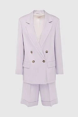 Костюм із шортами із льону фіолетовий жіночий
