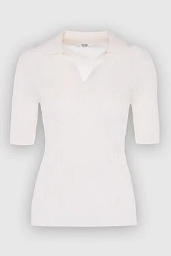 Polo made of viscose and polyester, beige for women