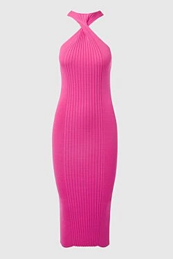 Pink viscose and polyamide dress for women