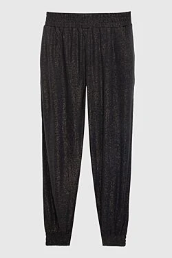 Women's loose-fit linen pants black