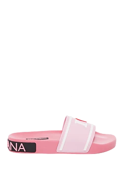 Women's rubber slippers with an embossed logo, pink