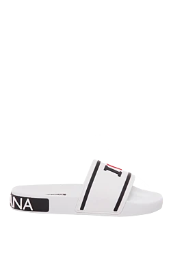 Women's rubber slippers with an embossed logo, white