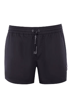 Black polyester beach shorts for men