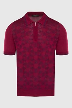 Silk polo burgundy for men