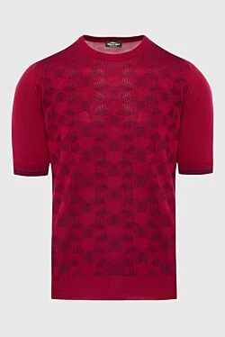 Red silk short sleeve jumper for men